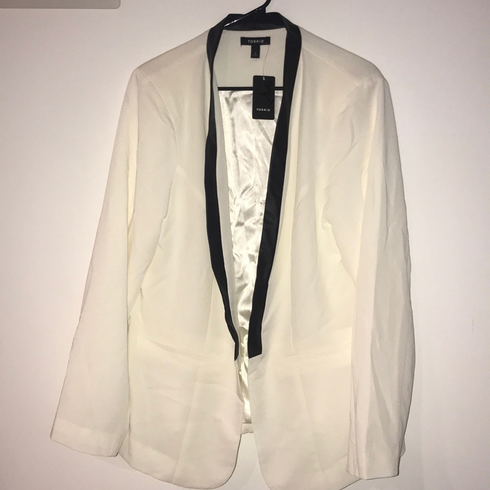 Torrid off-white Blazer with faux leather trim